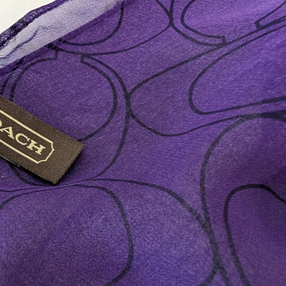 Coach Sheer Two Tone In  Purples Signature Silk Scarf - Picture 6 of 8